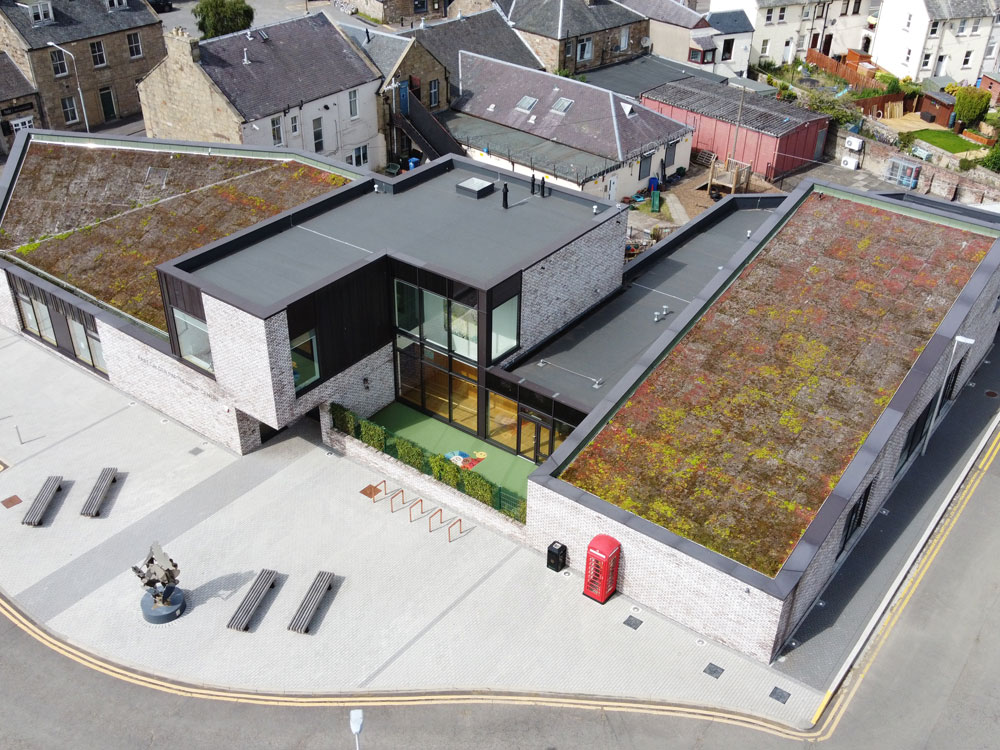 East Calder Partnership Centre - KME TECU Oxid Copper Roofing Edinburgh